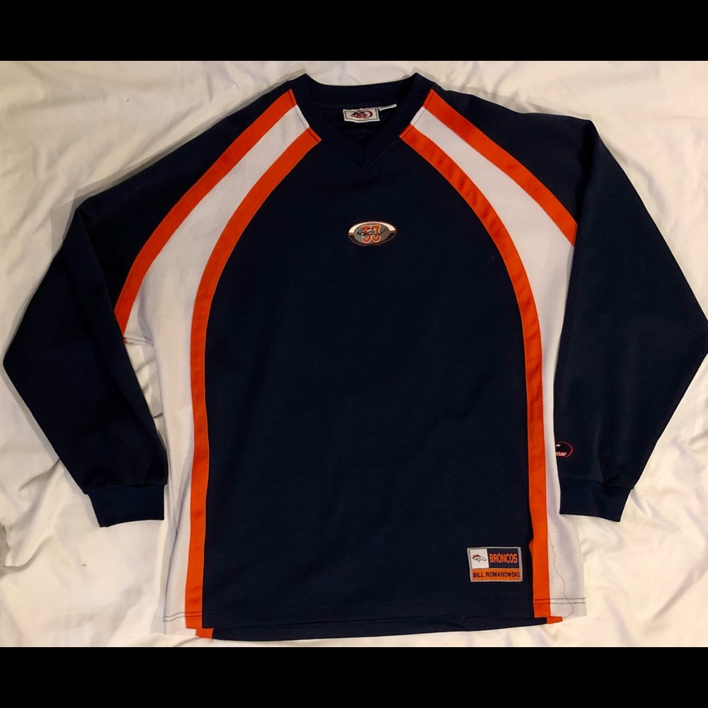 Pro star, 53 Bill Romanowski, long sleeve Bronco sweatshirt. Size large.